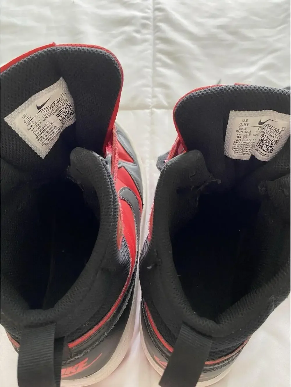 Nike Kids Court Borough Mid Kids Mid Top Sneakers Red/Black Strap Leather 4.5Y